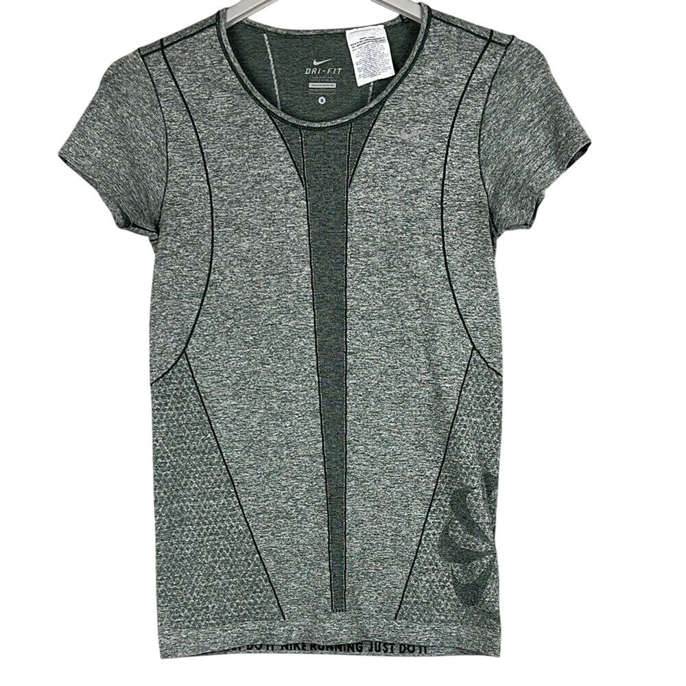 Nike Dri-Fit Short Sleeve Running Active Top Women's Size Small Grey